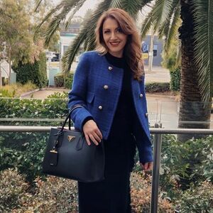 Mango Cropped Tweed Blazer New